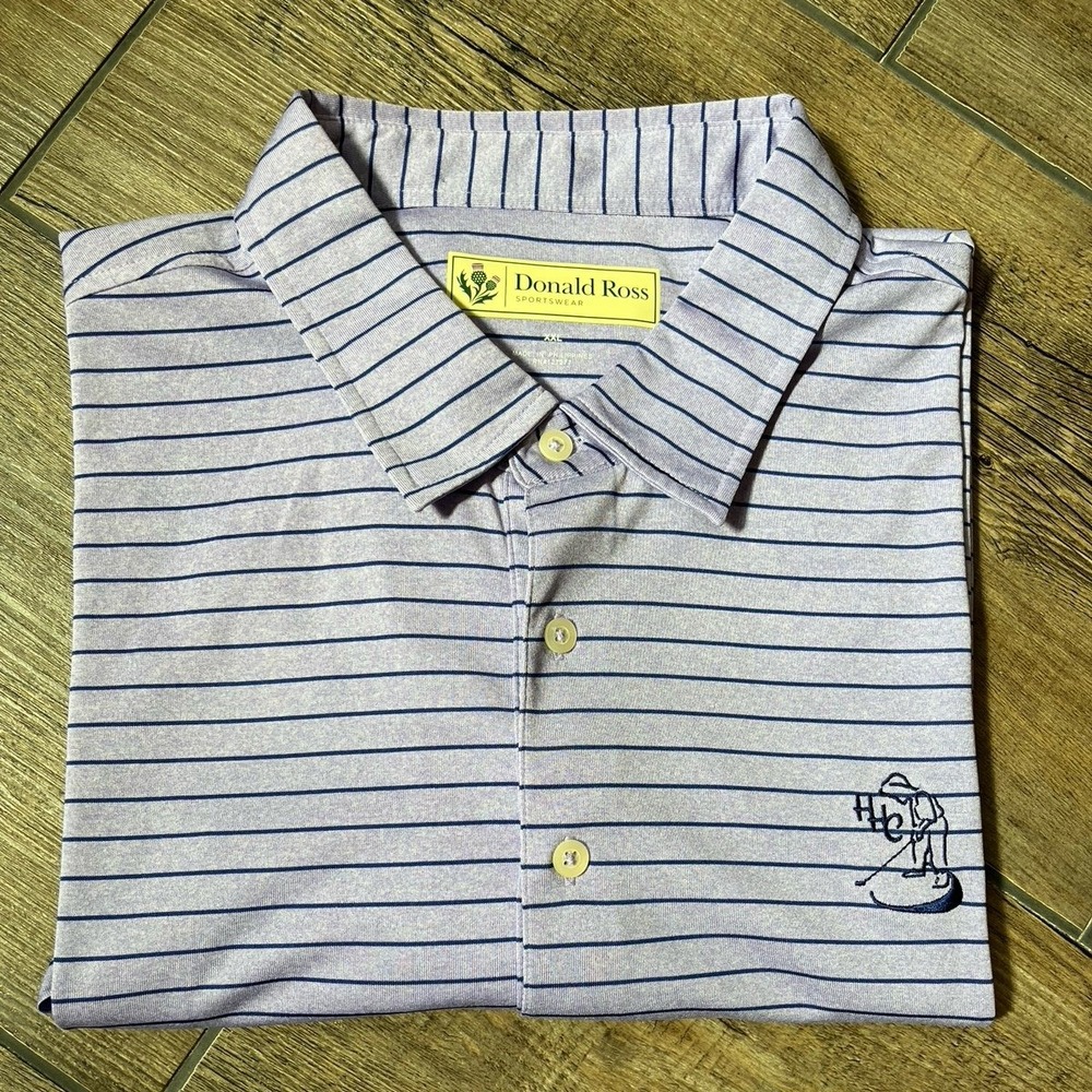 Donald Ross Sportswear Purple & Blue Striped Golf‎ Polo Men's Size XXL